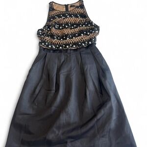 Carmen Marc Valvo Black Sequin Dress | Women's 10‎ Designer Short Cocktail Dress